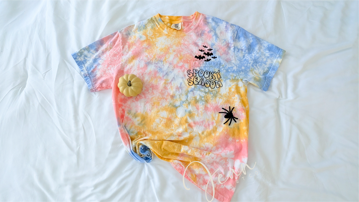 Spooky Season Pocket Embroidery T-shirt or  Long sleeve