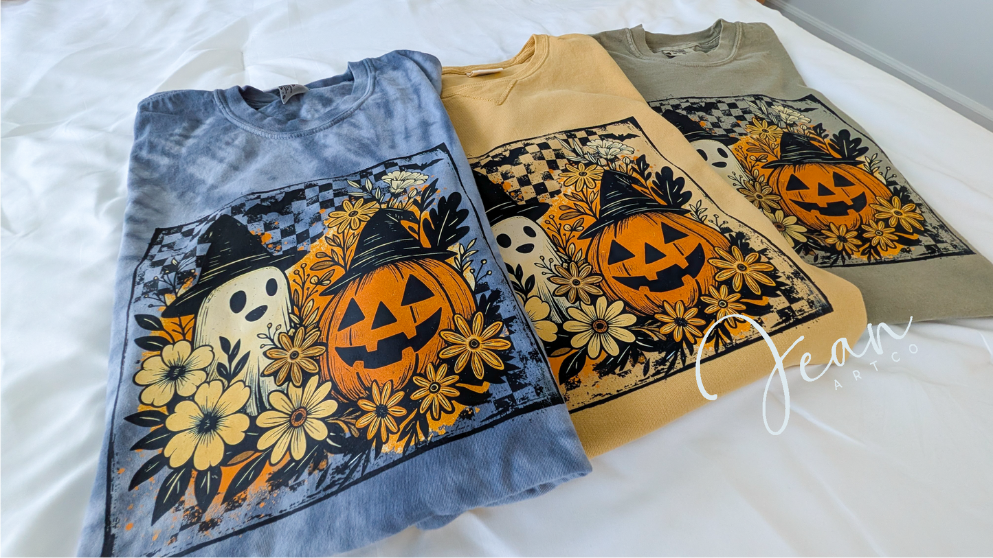 Foral Pumpkin Tshirt or Sweatshirt
