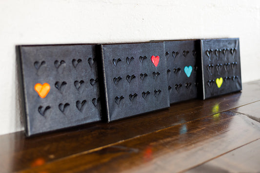 Black Heart + Splash of Color 12x12in Canvas