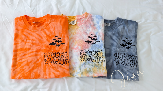 Spooky Season Pocket Embroidery T-shirt or  Long sleeve